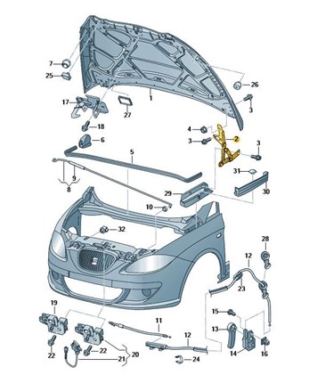 Bisagra capo delantero izquierdo Seat leon 1P 1P0823301