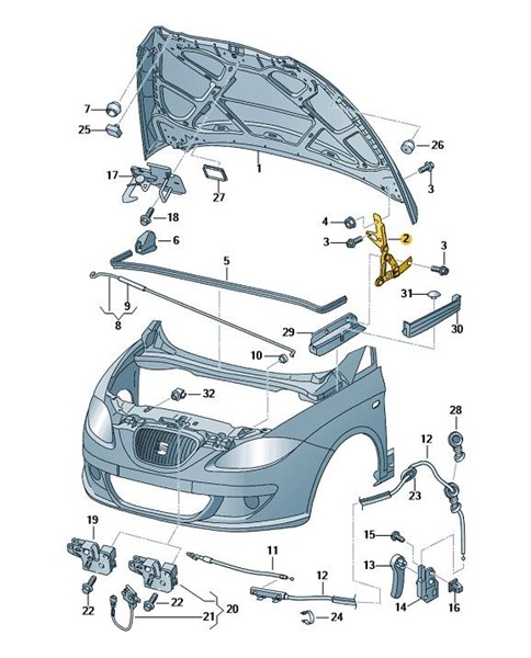Bisagra capo delantero izquierdo Seat leon 1P 1P0823301