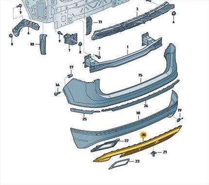 Difusor trasero color negro Tiguan 5NA807568C 041