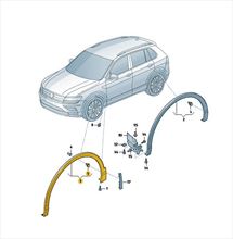 Cubierta paso de rueda delantera derecha negra Tiguan