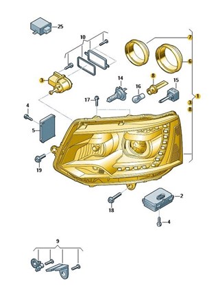 FARO IZQUIERDO XENON CON LUZ DE LED TRANSPORTER 7E5941017B