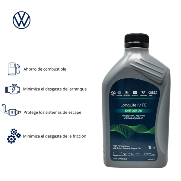 Aceite 0W20 Volkswagen 1L - VW 508.00/VW 509.00- Original VW- Long life-Aceite de alta calidad (5)