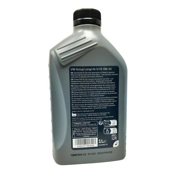 Aceite 0W20 Volkswagen 1L - VW 508.00/VW 509.00- Original VW- Long life-Aceite de alta calidad (2)