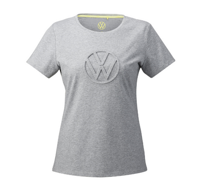 Camiseta Volkswagen Mujer Gris con Logo en Relieve