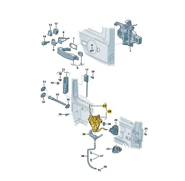 Cerradura puerta corredera derecha original Volkswagen 7H0843654BR
