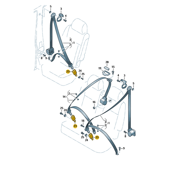 Anclaje de cinturon trasero Volkswagen Caddy