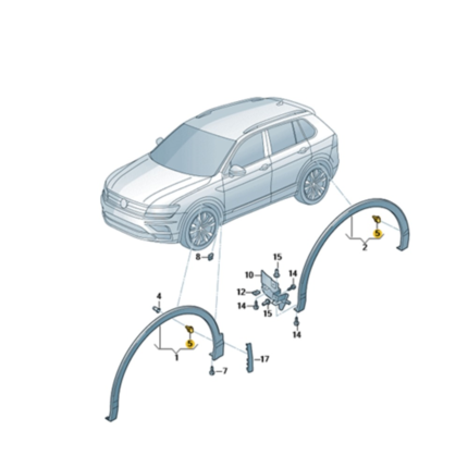 Clip para aletín original Volkswagen Tiguan 3C0853585B