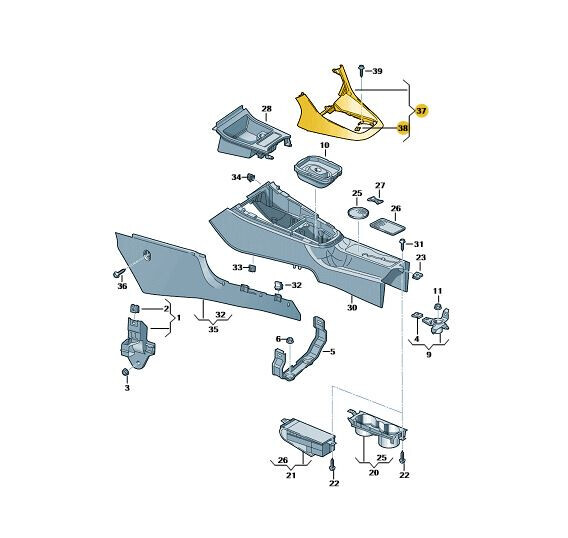Cubierta consola central original Volkswagen Golf 2009-2013 Negro Titanio 5K0863680B81X (6)