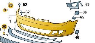 Cubierta del parachoques imprimado Golf