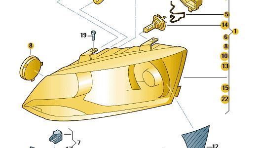 Faro halogeno parte tráfico por la derecha. Volkswagen