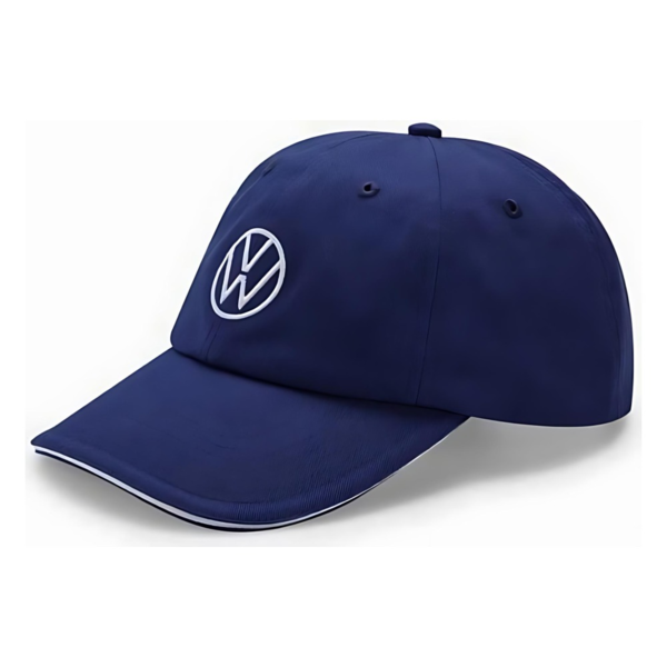 Gorra Volkswagen color azul con pinza ajustable y logo bordado