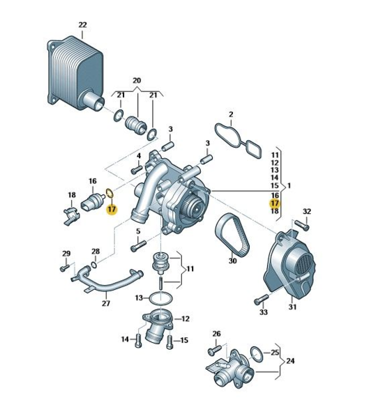 Junta tórica sensor de temperatura original Grupo VAG N90316801 (1)