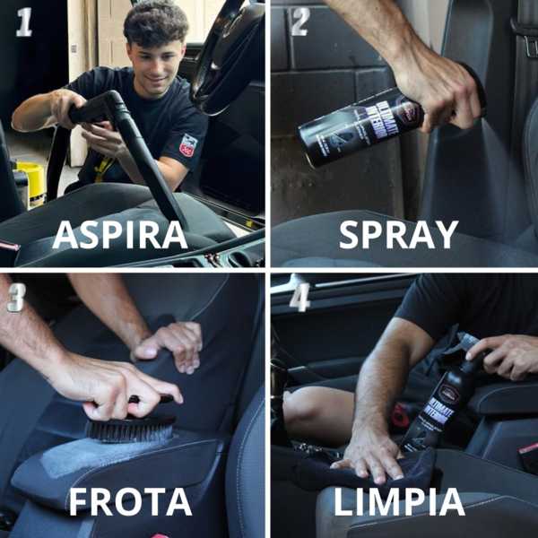 Limpiador Tapicería Textil BassMotor Ultimate Interior 500ml con Cepillo Profesional | Limpieza Profunda Asientos y Alfombrillas (5)
