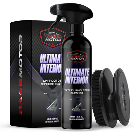 Limpiador Tapicería Textil BassMotor Ultimate Interior 500ml con Cepillo Profesional | Limpieza Profunda Asientos y Alfombrillas Coche | Eliminador de Manchas Difíciles y Olores Persistentes | Restaurador Tejidos Automóvil para Interior Vehículo