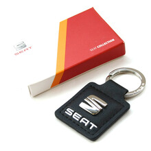Llavero de cuero negro con logo original SEAT