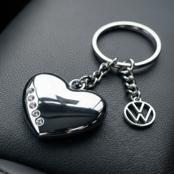 Llavero Volkswagen con forma de corazón con cristales Swaroski ®, 7E9087010A (2)