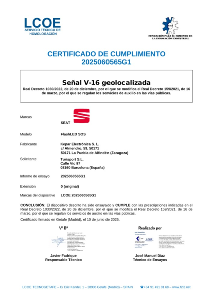 Luz de emergencia V16  Original SEAT - Conectada a DGT 000052122G (8)