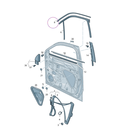 Moldura cobertora ventanilla izquierda original Volkswagen T-Roc 2GA837643DXK1