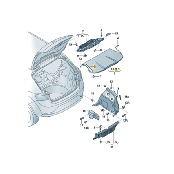 Pack de dos bandas retentoras para bandeja de maletero original Seat Ibiza 6F0863447B (1)