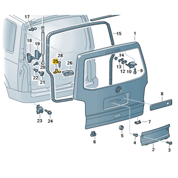 Placa de cierre original Volkswagen Transporter 2014-2024 7H0827512B