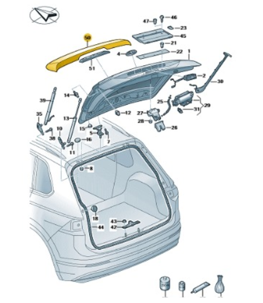 Spoiler superior imprimadoTiguan Rline