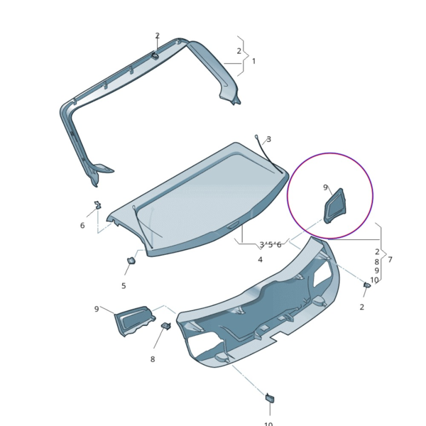 Tapa derecho con revestimiento negro original Seat León 2013-2020 5F3867658BVS9 (3)