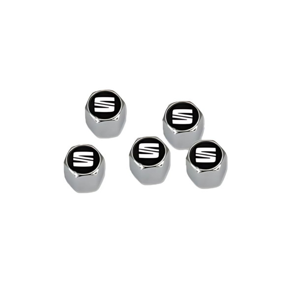 Tapón para Válvulas Original Seat – Set de 5, Aluminio y Logo SEAT (2)