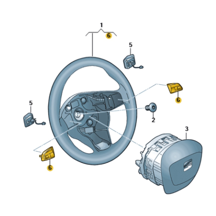 Tecla multifuncional para volante de dirección original Seat 5F0919719DYMS